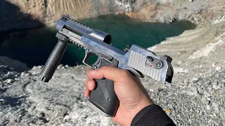 You can see the bullet go down from desert Eagle 50cal