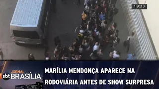 Marília Mendonça aparece na rodoviária antes de show surpresa | Jornal SBT Brasília 29/05/2019