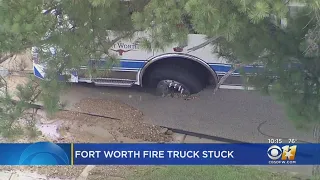 Fort Worth Fire Engine Gets Stuck When Road Buckles