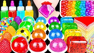 ASMR RAINBOW DESSERT 무지개 팝핑보바 RAINBOW KOHAKUTO POPPING BOBA TANGHULU RAINBOW DRINKS JELLY MUKBANG먹방