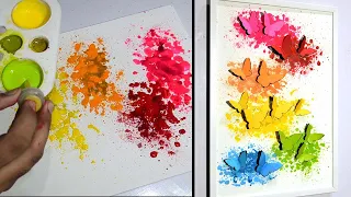 Easy Painting Ideas / Colorful Paper Butterflies on Canvas Wall Hanging / DIY Projects