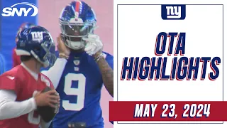 Daniel Jones, Malik Nabers, and Brian Burns get in reps at Giants OTAs | SNY