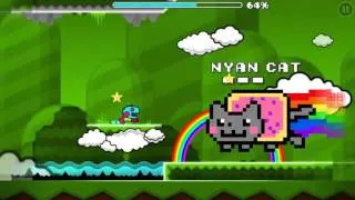 Geometry Dash (Nyan Cats Revenge By Minesap) VERY COLORFUL BOSS BATTLE!!!!!!!