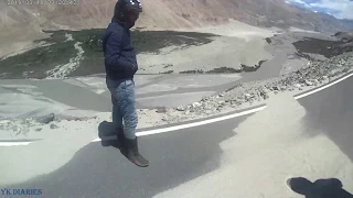 Khardungla to Pangong Lake || I fell down on my bike || Close call Ep.6 Part.2