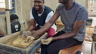 POTTERY SESSION! VISIT TO THE "HAPPY ART" IN GHANA.  PT1 #happyart #ghana #pottery #potter #clay