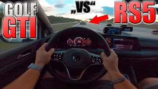 Golf GTi chasing Audi RS5 on German Autobahn✔