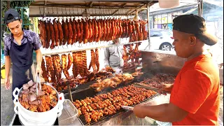 Charcoal Grilling & Roasted Duck, Chicken, Pork Rib, Quail, Pork Belly! BBQ Street Food in Cambodia