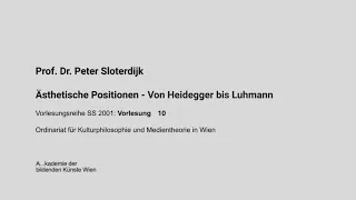 Ästhetische Positionen - Von Heidegger bis Luhmann (V10), Peter Sloterdijk, Wien, 2001