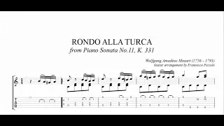Classical Guitar - W.A. Mozart - Rondo Alla Turca (Free Tab)