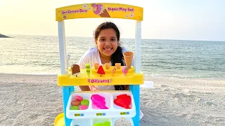 شفا تبيع ايسكريم في الشاطئ ! Shfa selling ice cream in beach
