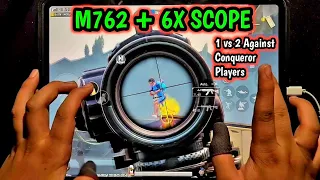 M762 + 6X SCOPE - 1 VS 2 AGAINST CONQUEROR PLAYERS | IPAD PRO PUBG HANDCAM GAMEPLAY 2021