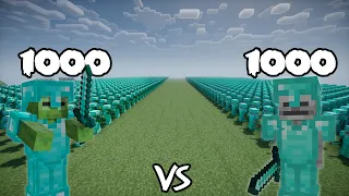 1000 Diamond Zombies Vs 1000 Diamond Skeletons | Minecraft |