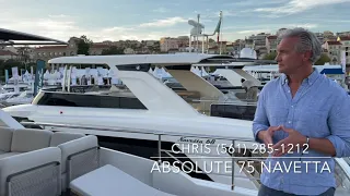 For Sale: Absolute Yachts 75 Navetta: Walk-through of the Bow exterior and Flybridge of this Yacht.