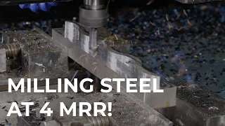 Rough Milling Steel at INSANE 4 MRR on the MR-1 CNC Gantry Mill