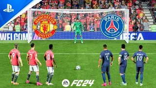 FC 24 | Manchester United vs PSG | Ronaldo Messi Neymar Mbappe | UCL FINAL | Penalty Shootout - PS5