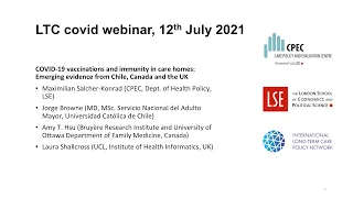 LTCcovid webinar - COVID 19 vaccinations and immunity in care homes