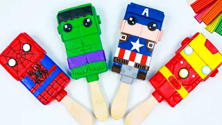 Ice Cream lego mod Superheroes Spiderman, Hulk, Captain America with clay🧟 Polymer Clay Tutorial