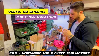 Restauro Vespa 50 Special - Montaggio M1B D60 144cc Quattrini e misurazione fasi cilindro