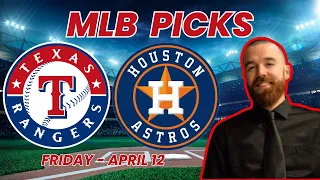 Rangers Vs. Astros MLB Free Pick Friday April 12th | Picks And Parlays #mlbb