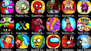 Plants Vs Zombies 2,Toilet Monster,Grimace Survival,Superhero Play 456,Tom Friends,Stumble Guys