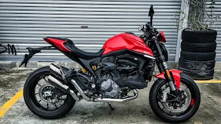 Full exhaust system on a 2022 Ducati Monster Plus