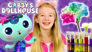 Making a Magic Rainbow Flower with MerCat | GABBY'S DOLLHOUSE