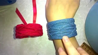 Джинсовый браслет с буфом. Объемный браслет. DIY. Мастер класс