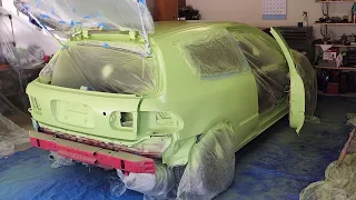 RUSTOLEUM SPRAY CAN PAINT JOB ON THE HATCHBACK!! FINALLY PAINTED