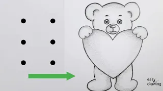 How to draw a cute Teddy Bear from 6 points |👻👻| 6 points to Teddy Bear drawing step-by-step