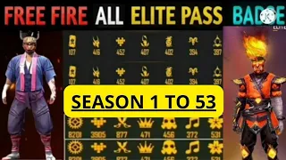 FREE FIRE ALL ELITE PASS BADGE || SEASON 1 TO 53 ALL ELITE PASS BADGE || FREE FIRE ELITE PASS BADGE