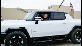 President Joe Biden test drives the New GMC Hummer EV