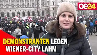 Corona-Leugner und Impfgegner legen Wiener-City lahm