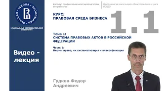 Тема 1.1. Система правовых актов в РФ. Нормы права, их систематизация и классификация