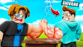 DEAFEATING PRO'S ARM WRESTLE SIMULATOR ROBLOX