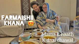 Mama k haath ka khana | meri farmaish par itna saara khana banaya aj🥺 | itnee tezzz barish😍