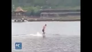 Monje shaol man walking on the water, world record 125 m