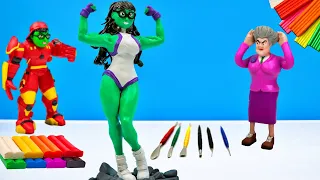 Tani Hulk VS Scary Teacher 3D with clay 💀 Scary Teacher 3D Superheroes 💀 Polymer Clay Tutorial