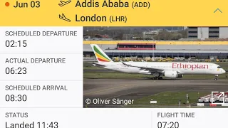 Ethiopian Airlines A350-900 Addis Ababa-London full flight (7hrs 10mins)