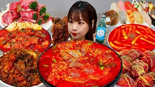 Sub)Real Mukbang- Delicious food for you hungry🍱 Spicy noodles, Chicken,Tteokbokki🔥 ASMR KOREAN FOOD