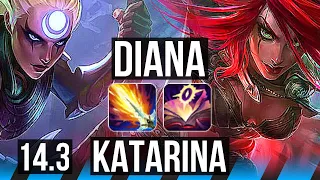 DIANA vs KATARINA (MID) | 10 solo kills, 800+ games, Dominating | BR Challenger | 14.3