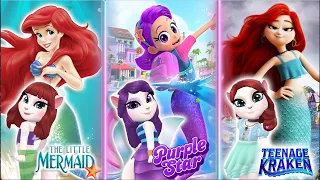 My talking Angela 2 | Ariel - Little Mermaid 🌊🐬 VS Purple Star Vs Teenage Kraken | cosplay