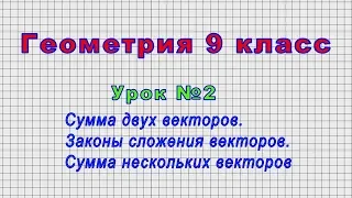 Геометрия 9 класс (Урок№2 - Сумма двух векторов. Законы сложения векторов.)
