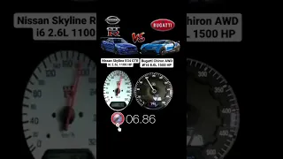 Nissan Skyline R34 GTR vs Bugatti Chiron #acceleration #vmaxgermany