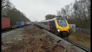 Cross Country 221119 1V56 Glasgow to Plymouth approaches 66539 4831 at Water Orton 8 January 2021