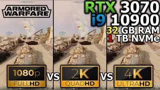 Armored Warfare | 1080p vs 1440p vs 2160p | RTX 3070 | i9 10900 | 32GB RAM | 1TB NVMe
