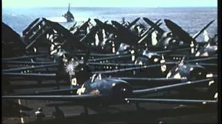 Flight operations on the flight deck of USS Essex (CV-9) underway in the Pacific ...HD Stock Footage