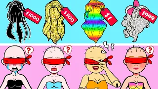Vestir Muñecas De Papel | Paper Craft Bald Princesses Choose Hair And Costumes | Woa Doll En Spanish