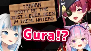 Marine and Aqua Translate Gura's Dirty Jokes in Minecraft And It's Hilarious  【ENG Sub/Hololive】