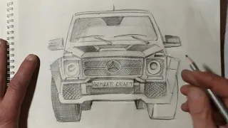 How to draw a car Mercedes Gelandewagen // Drawing Mercedes AG Wagon easy (step-by-step)