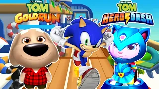 Sonic Dash Vs Talking Tom Gold Run Vs Talking Tom Hero Dash - Gameplay Walkthrough (Android,iOS)